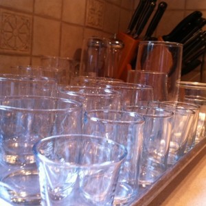 Dry glasses and set on cookie sheet